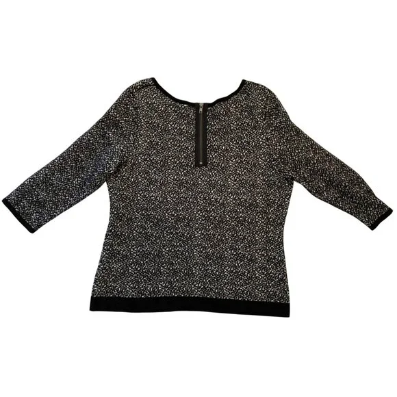 Moth Anthropologie Sweater Size XL Black White Textured Knit Scoop Neck - Picture 10 of 11